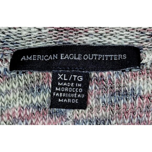 AMERICAN EAGLE Women’s XL Pink Gray Long Sleeve Wrap Sweater - Picture 2 of 5